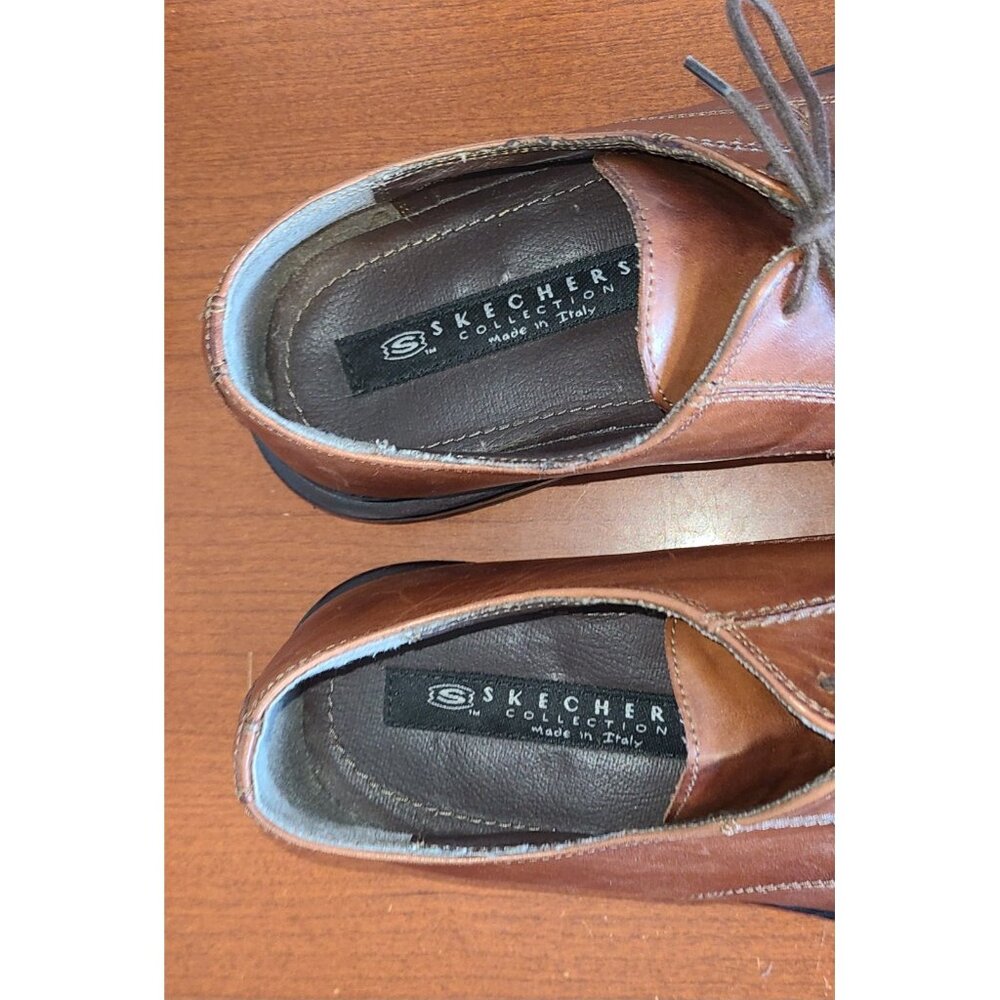 Men's SKECHERS MAESTRO Shoes Sz.10 Lace-Up Italian Brown Square Bicycle Toe - Picture 7 of 11